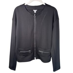 Calvin Klein Black Front Zip Ring Pull Jacket Women's Small